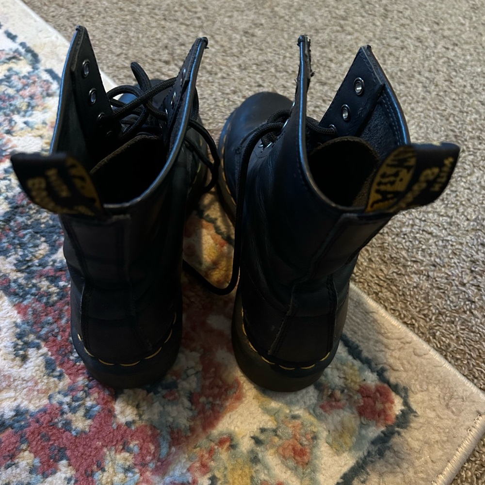 Dr. Martens Black Leather Combat Boots - Picture 2 of 4